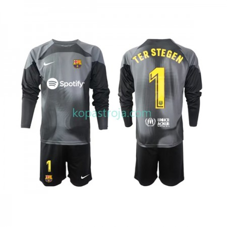 Billiga Fotbollströjor FC Barcelona Ter Stegen 1 Målvakt Barn Borta tröja 2022/23 Långärmad